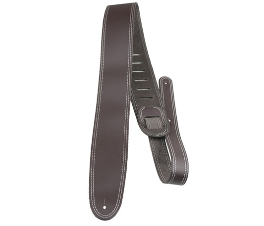 Perri’s Leathers Brown Double Stitched Leather Guitar Strap
