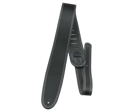 Perri’s Leathers Black Double Stitched Leather Guitar Strap