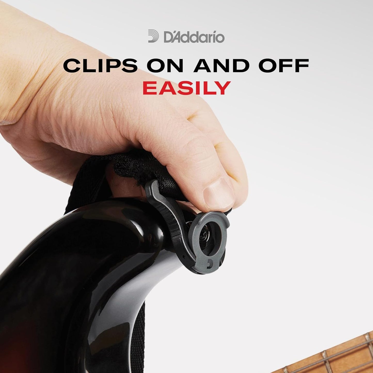 D'Addario Auto Lock Guitar Swivel Strap for Acoustic & Electric Guitars, 2" Width, Swivel Polypro, Black