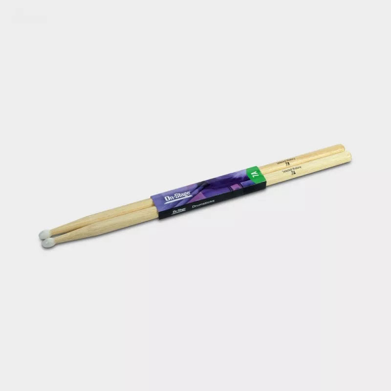 On-Stage Hickory Drumsticks 7A Nylon Tip