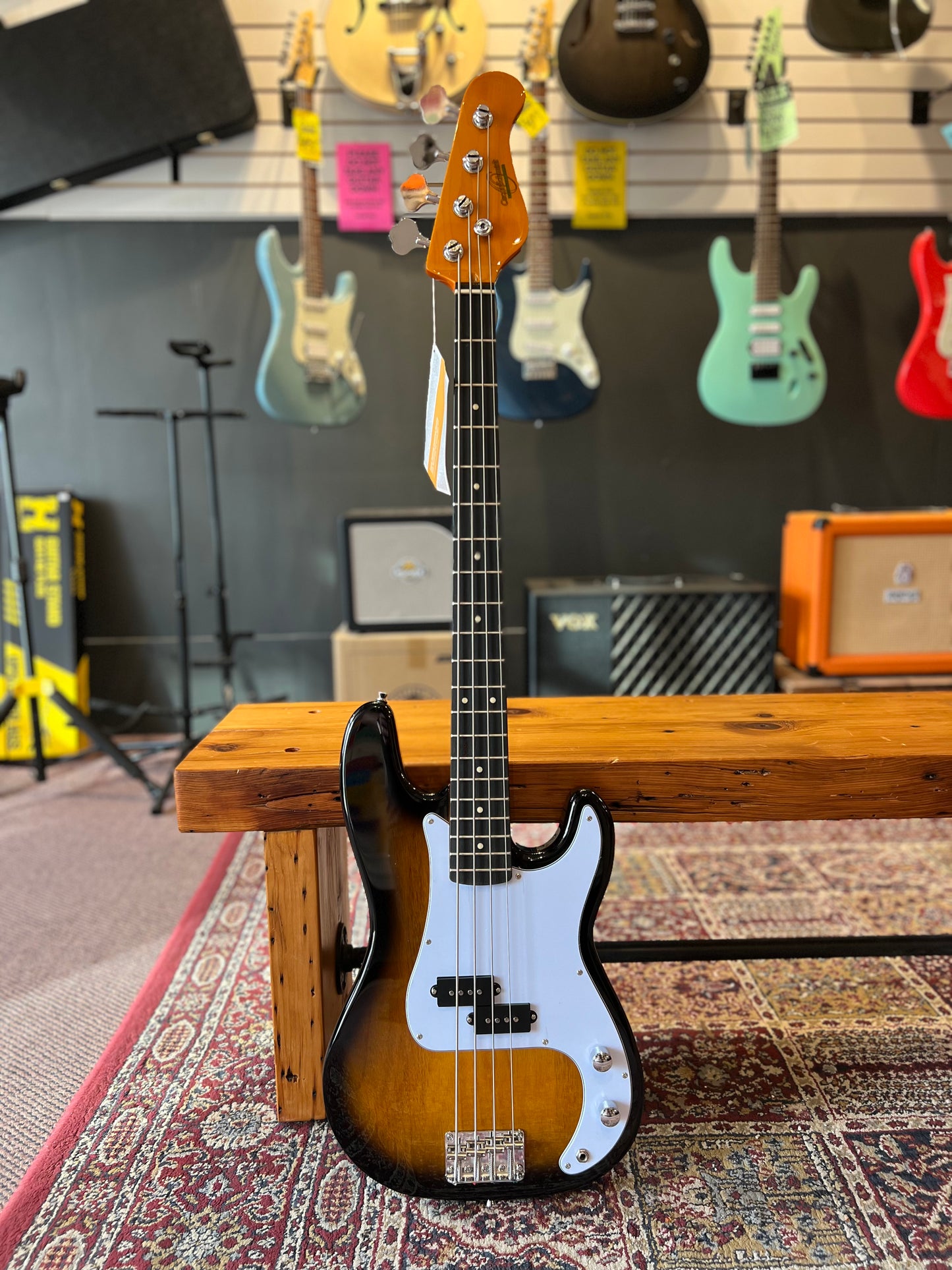 Oscar Schmidt Solid P Style Body Electric Bass Tobacco Sunburst