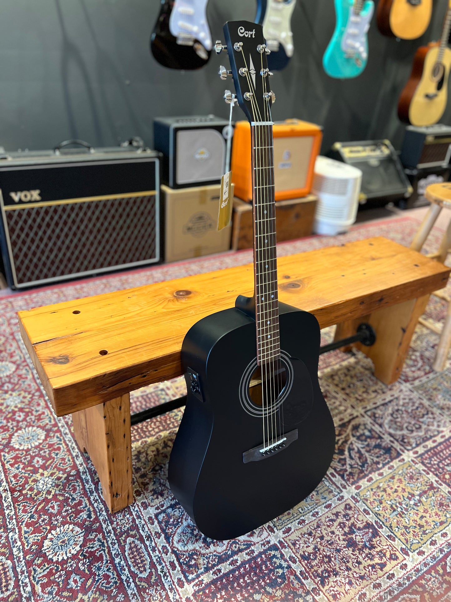 Cort Standard Series Spruce Top Acoustic Guitar with pickup, Black Satin