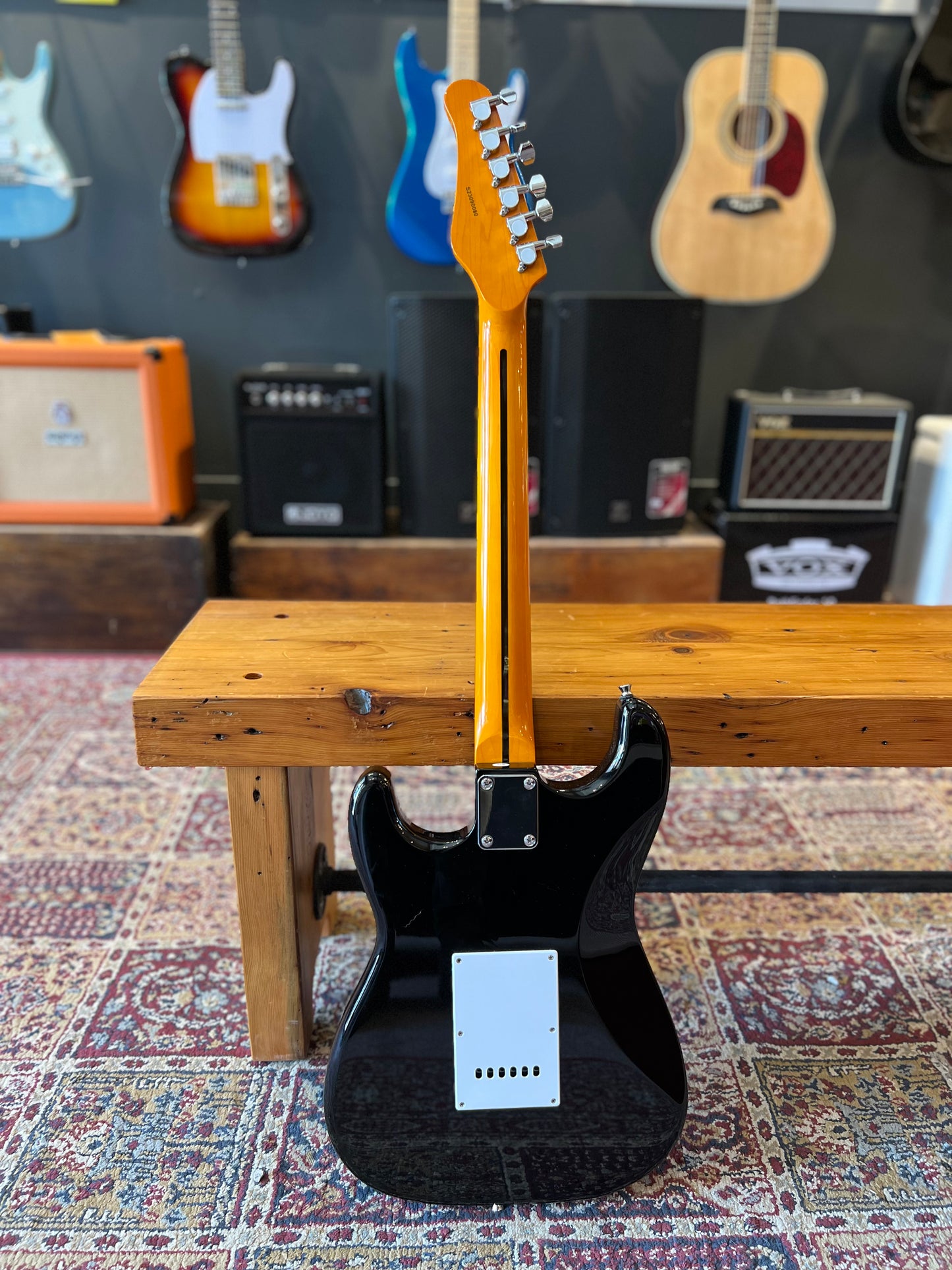 Oscar Schmidt Solid Body Strat Style Electric Guitar, Black