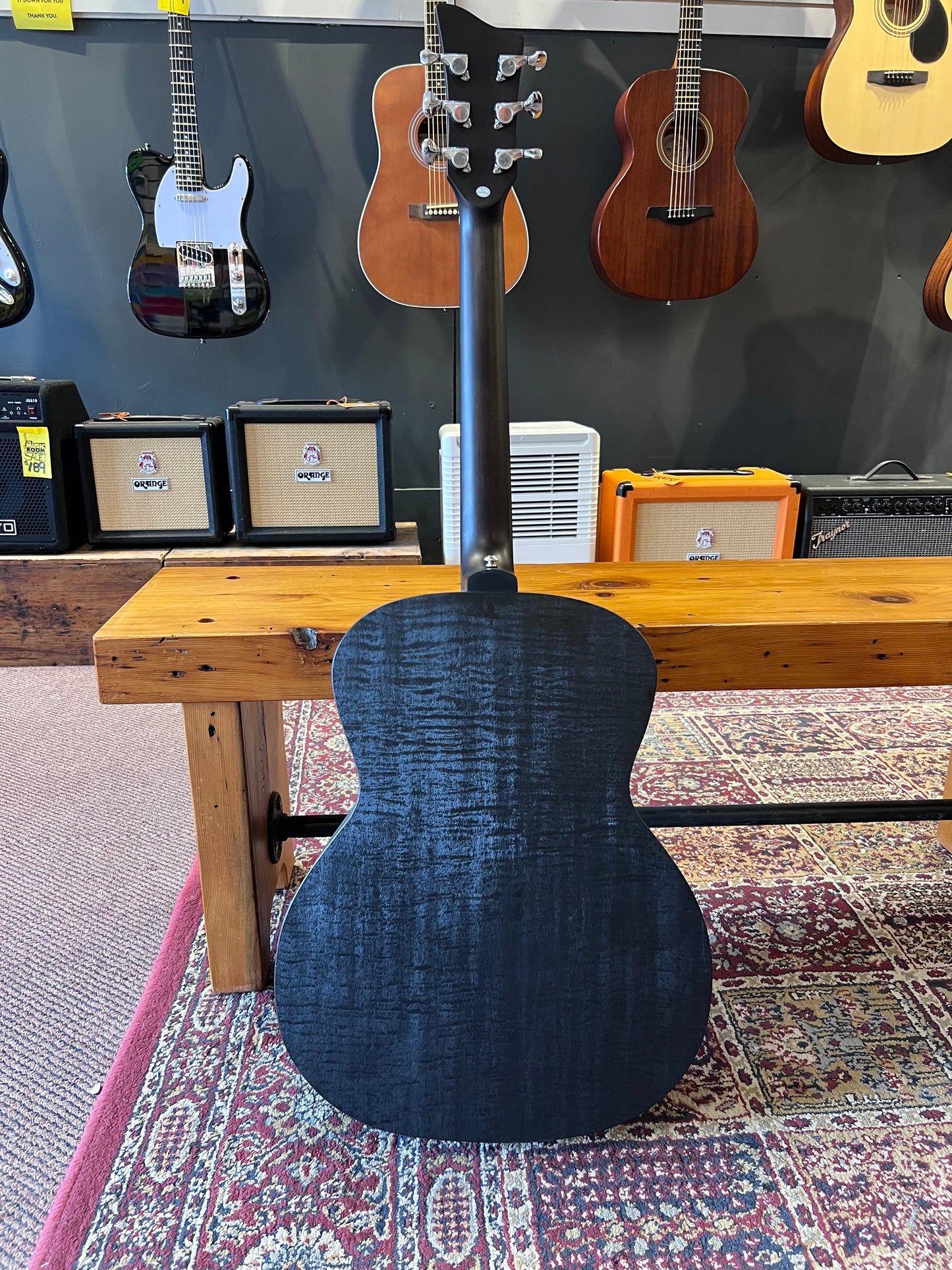 Jay Turser Full-Size Folk HPL Acoustic Guitar, Satin Black