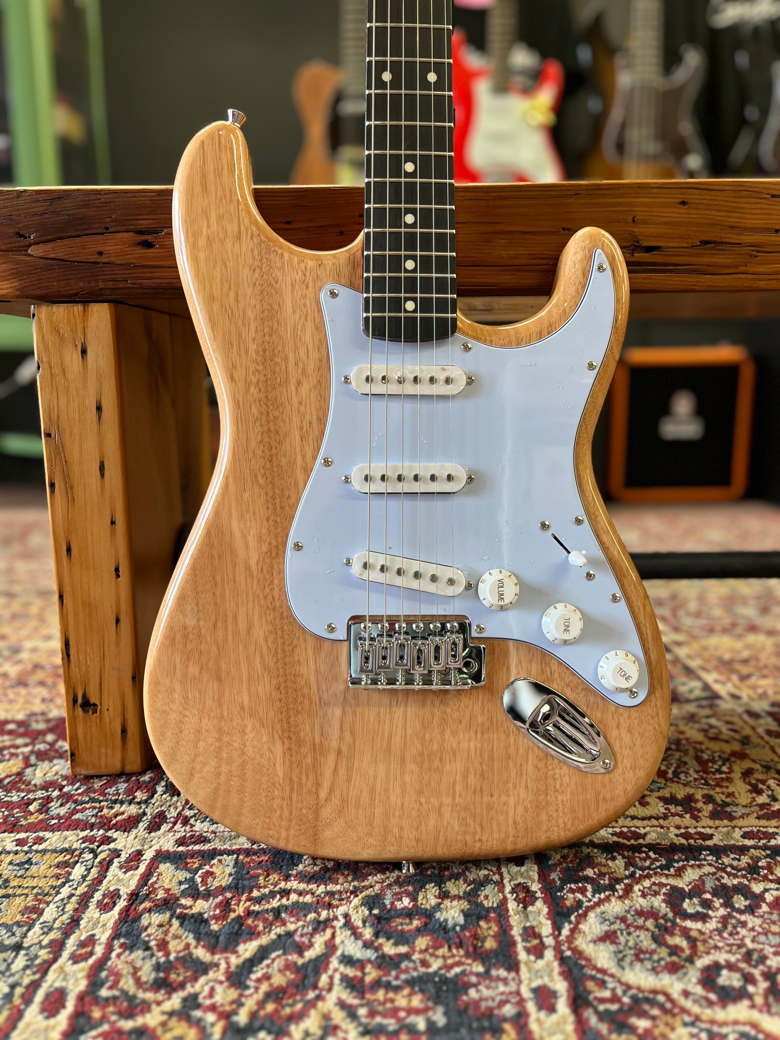 Oscar Schmidt Solid Body Strat Style Electric Guitar, Natural – The