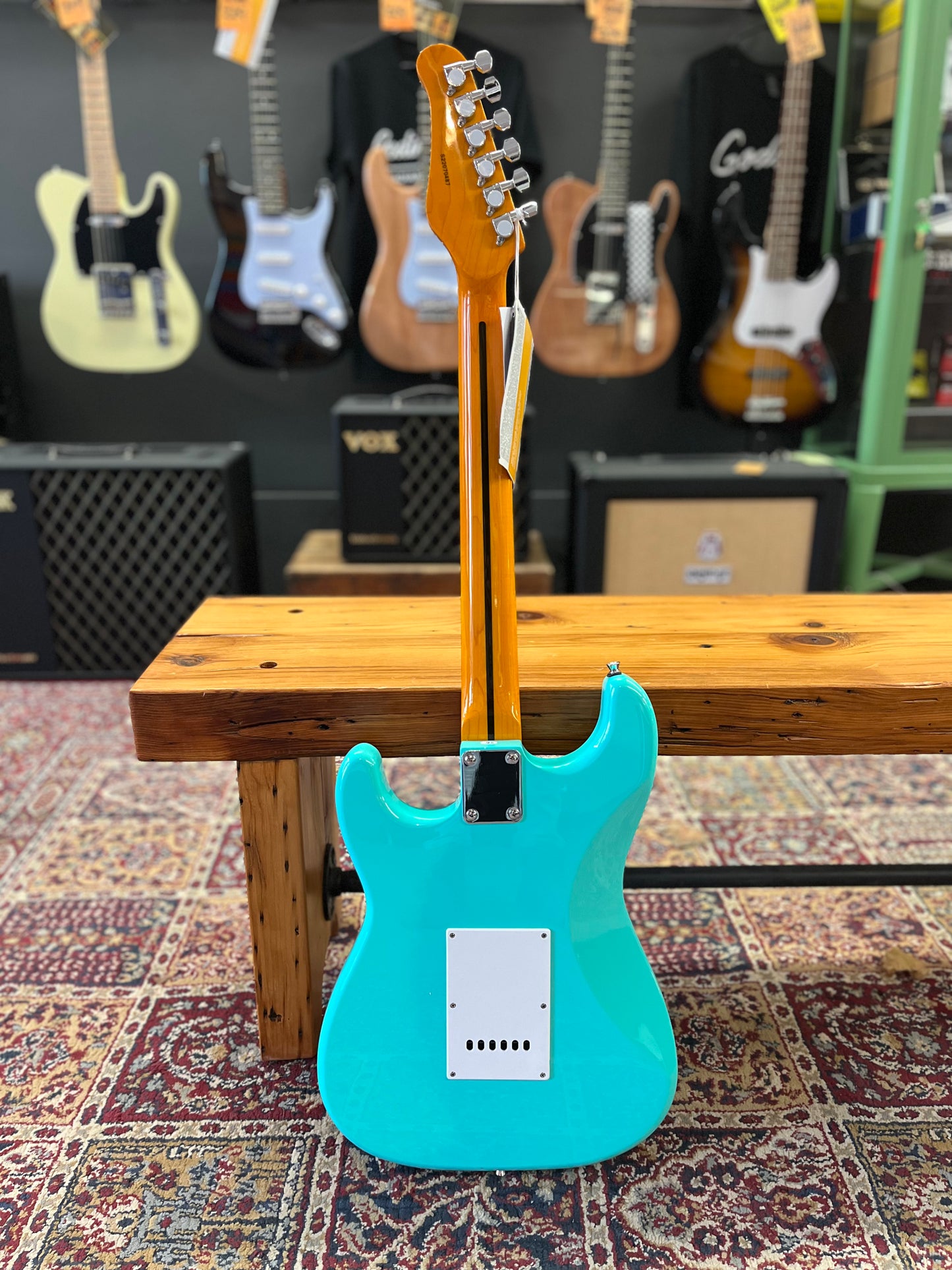 Oscar Schmidt Solid Body Strat Style Electric Guitar, Seafoam Green