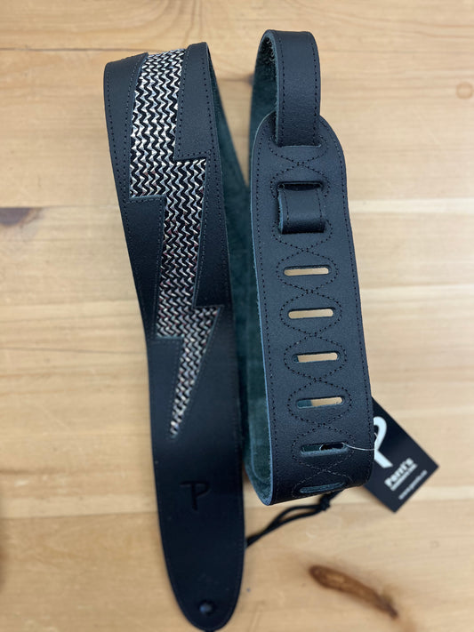 Perri’s Leathers Leather Guitar Strap with Silver Lightning Bolt