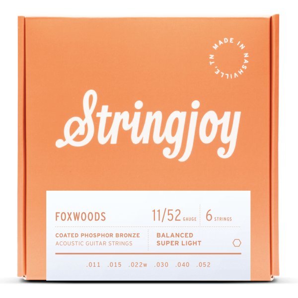 Stringjoy Foxwoods Coated Phosphor Bronze Acoustic Guitar Strings (11-52)