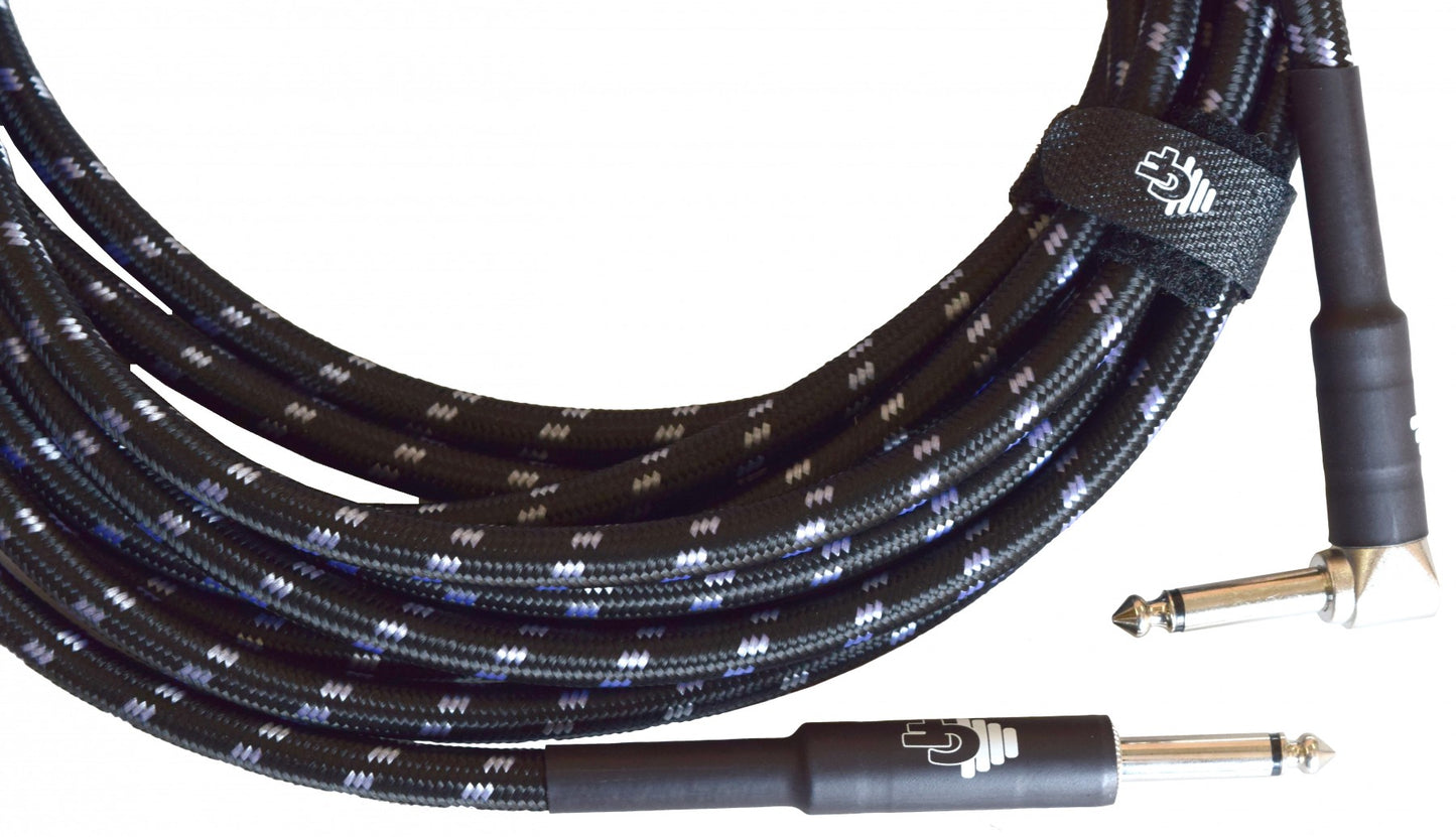 GF Black & White Tweed Guitar Cable - 20ft Straight to Angle