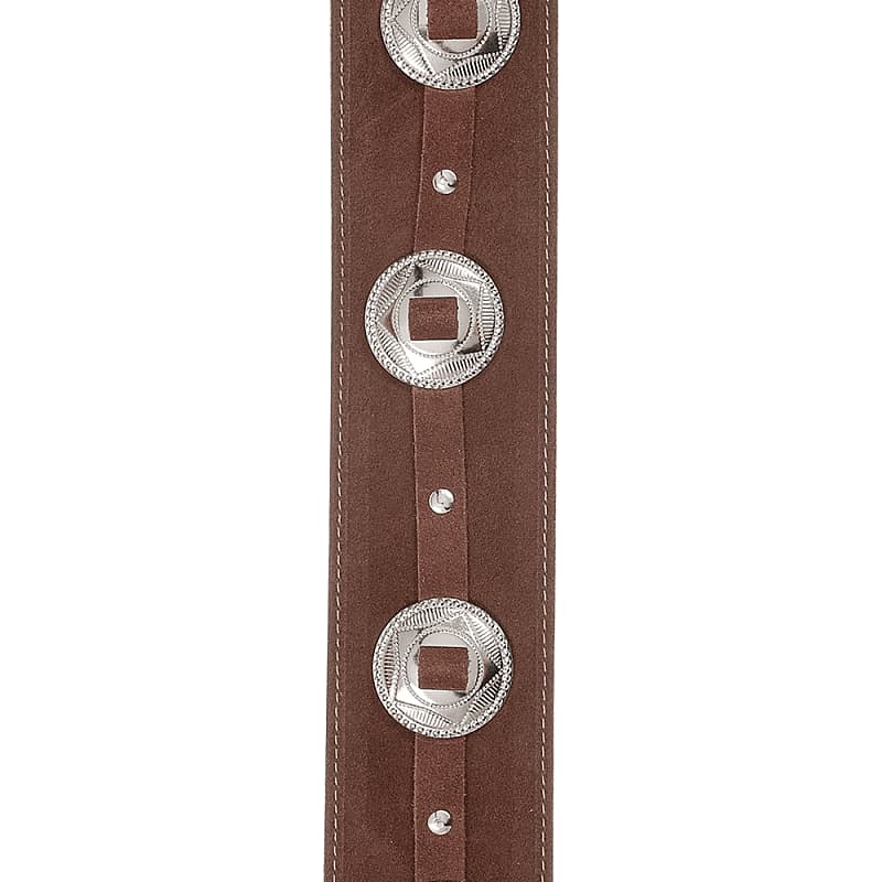 D'Addario Deluxe Conchos Leather Guitar Strap Brown