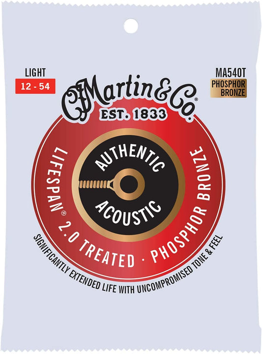 Martin Martin MA540T Authentic Acoustic Lifespan 2.0 Treated Phosphor Bronze Guitar Strings - .012-.054