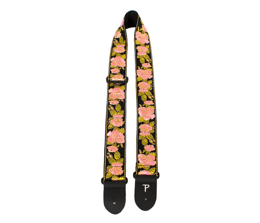 Perri’s Leathers Jacquard Guitar Strap Pink Metallic Rose