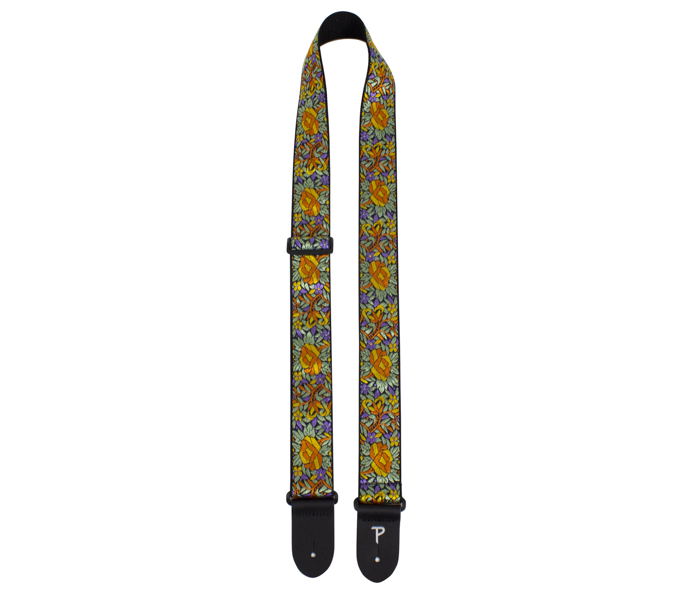 Perri’s Leathers Jacquard Guitar Strap Orange & Yellow Floral