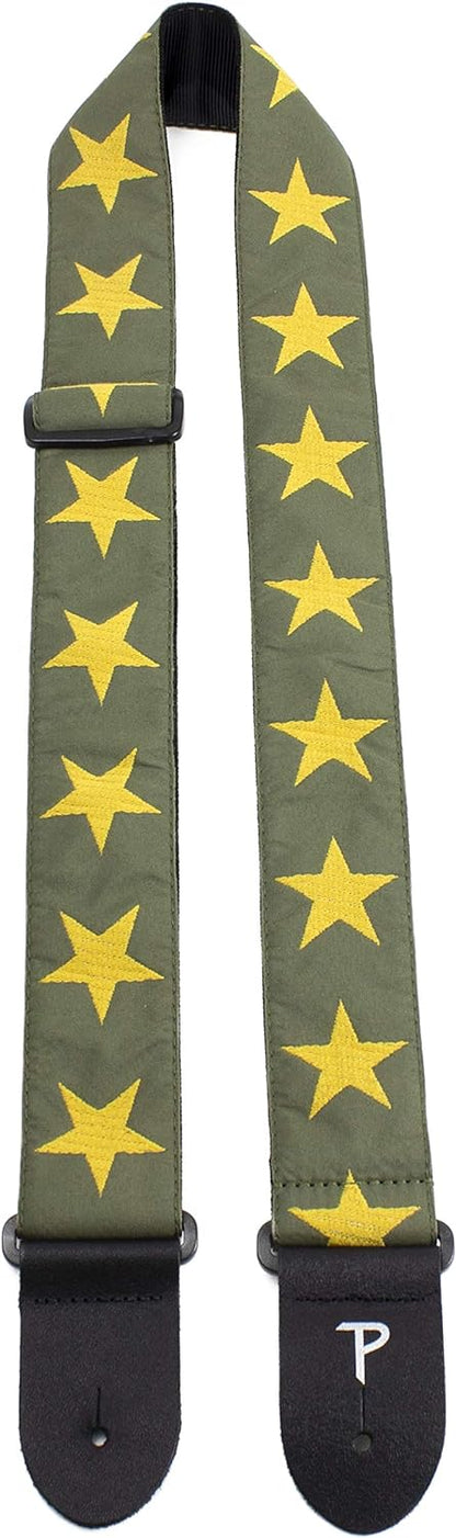 Perri's Green w Gold Stars Guitar Strap