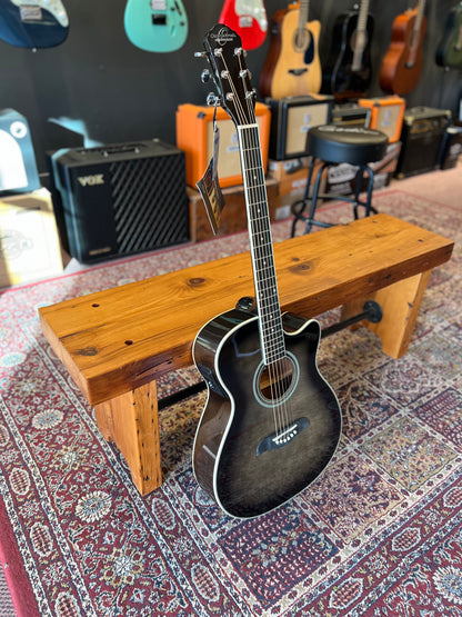 Oscar Schmidt Transparent Black Auditorium Acoustic Electric Guitar