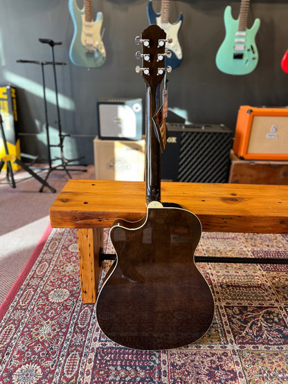 Oscar Schmidt Transparent Black Auditorium Acoustic Electric Guitar