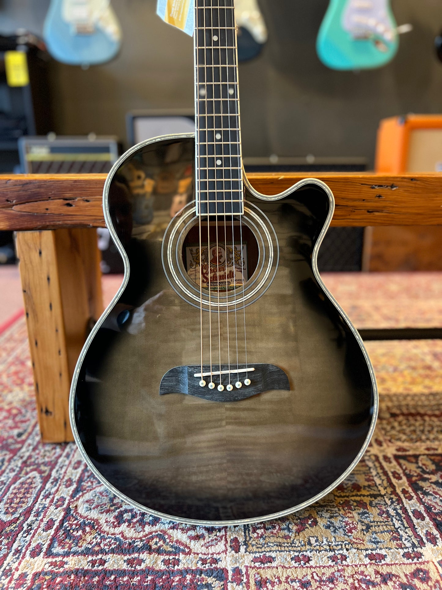 Oscar Schmidt Acoustic-Electric Guitar, Flame Trans Black