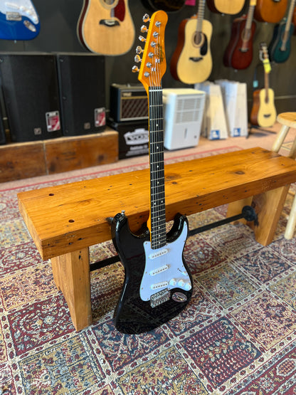 Oscar Schmidt Solid Body Strat Style Electric Guitar, Black