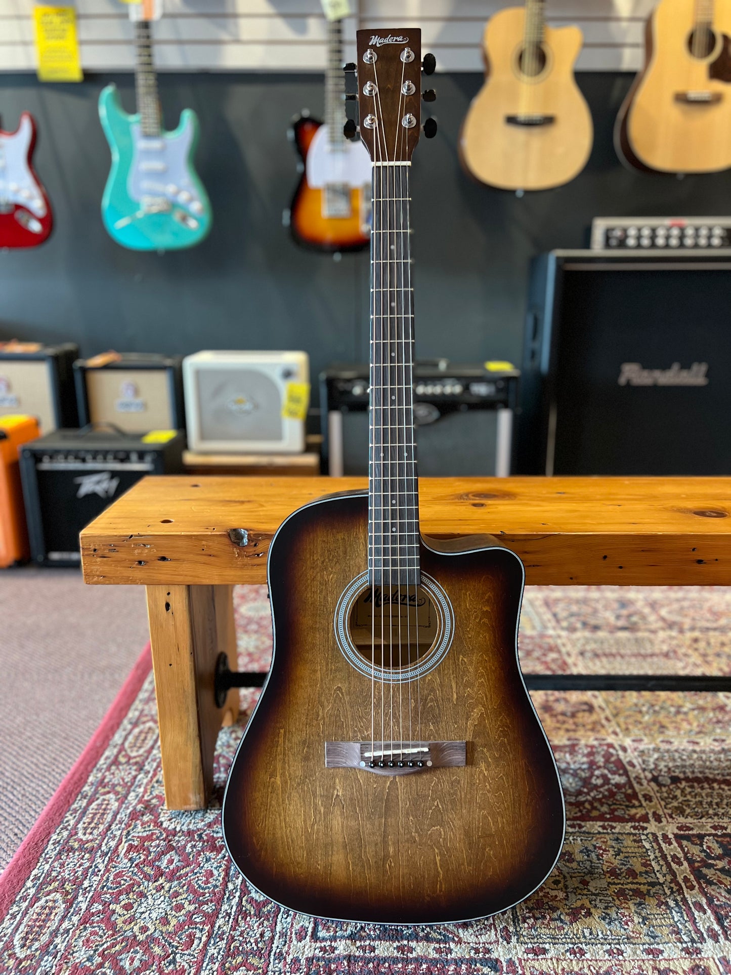 Madera Acoustic/Electric Cutaway Guitar Worn Brown