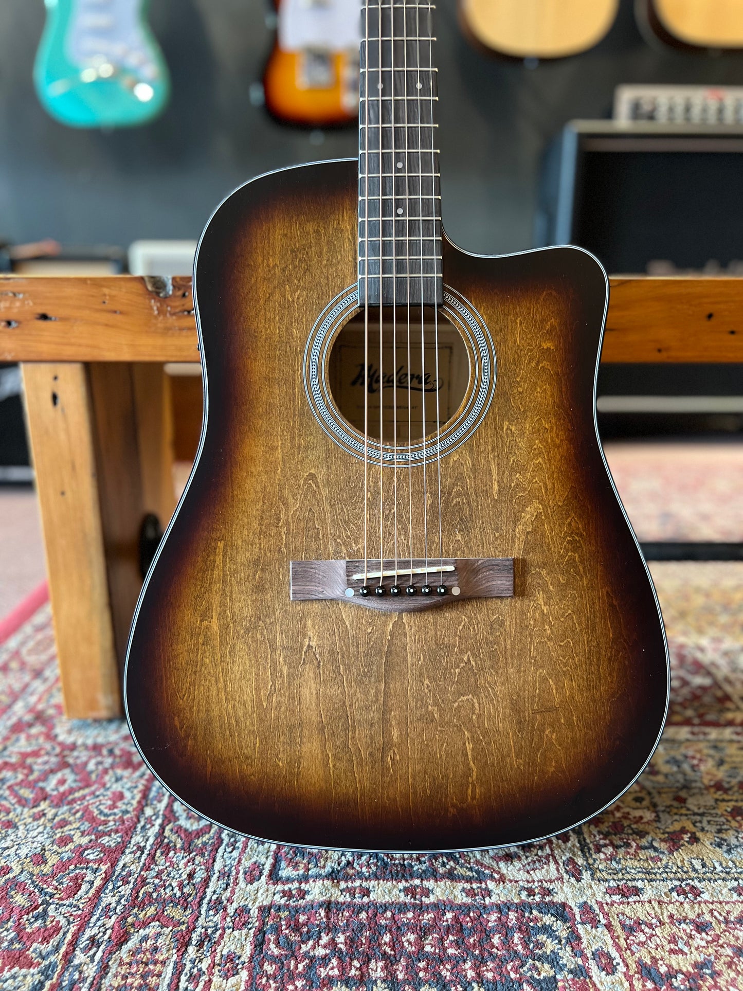 Madera Acoustic/Electric Cutaway Guitar Worn Brown