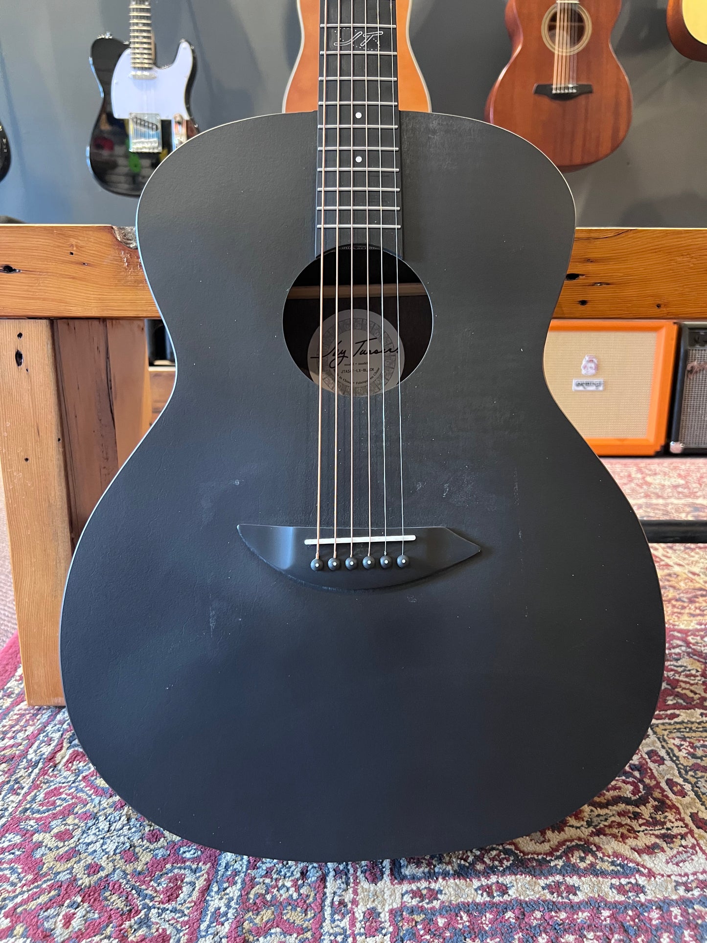 Jay Turser Full-Size Folk HPL Acoustic Guitar, Satin Black