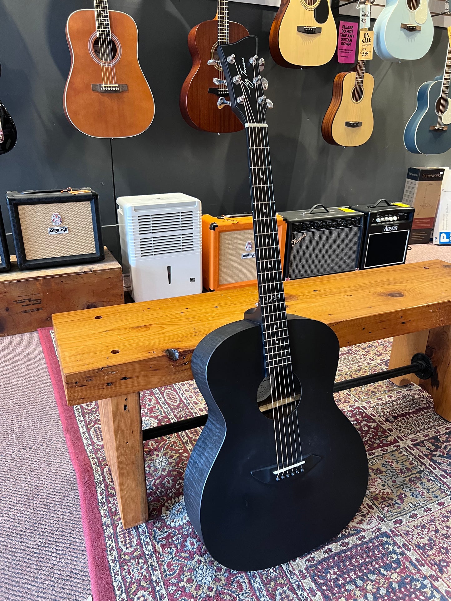 Jay Turser Full-Size Folk HPL Acoustic Guitar, Satin Black