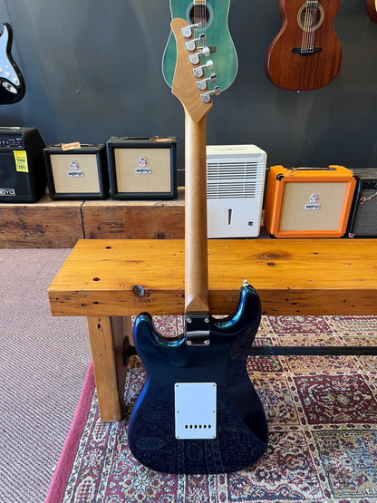 Groove Strat Style Electric Guitar Metallic Blue into Green Finish