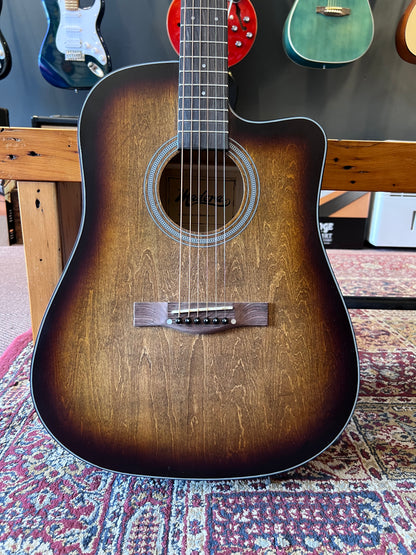 Madera Acoustic/Electric Cutaway Guitar Worn Brown USED