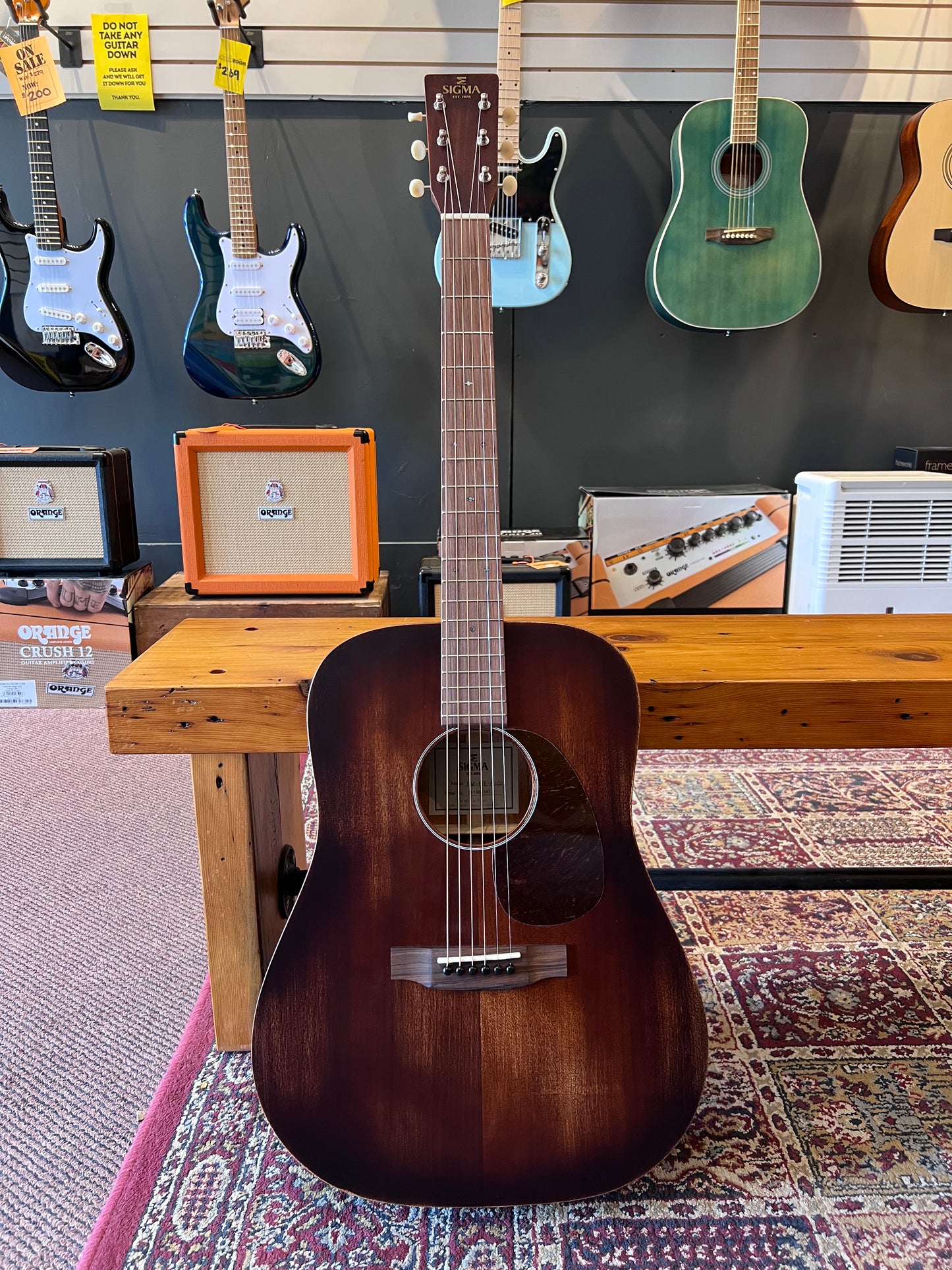 Sigma Aged Dreadnought Acoustic / Electric Guitar, Distressed Satin B-STOCK