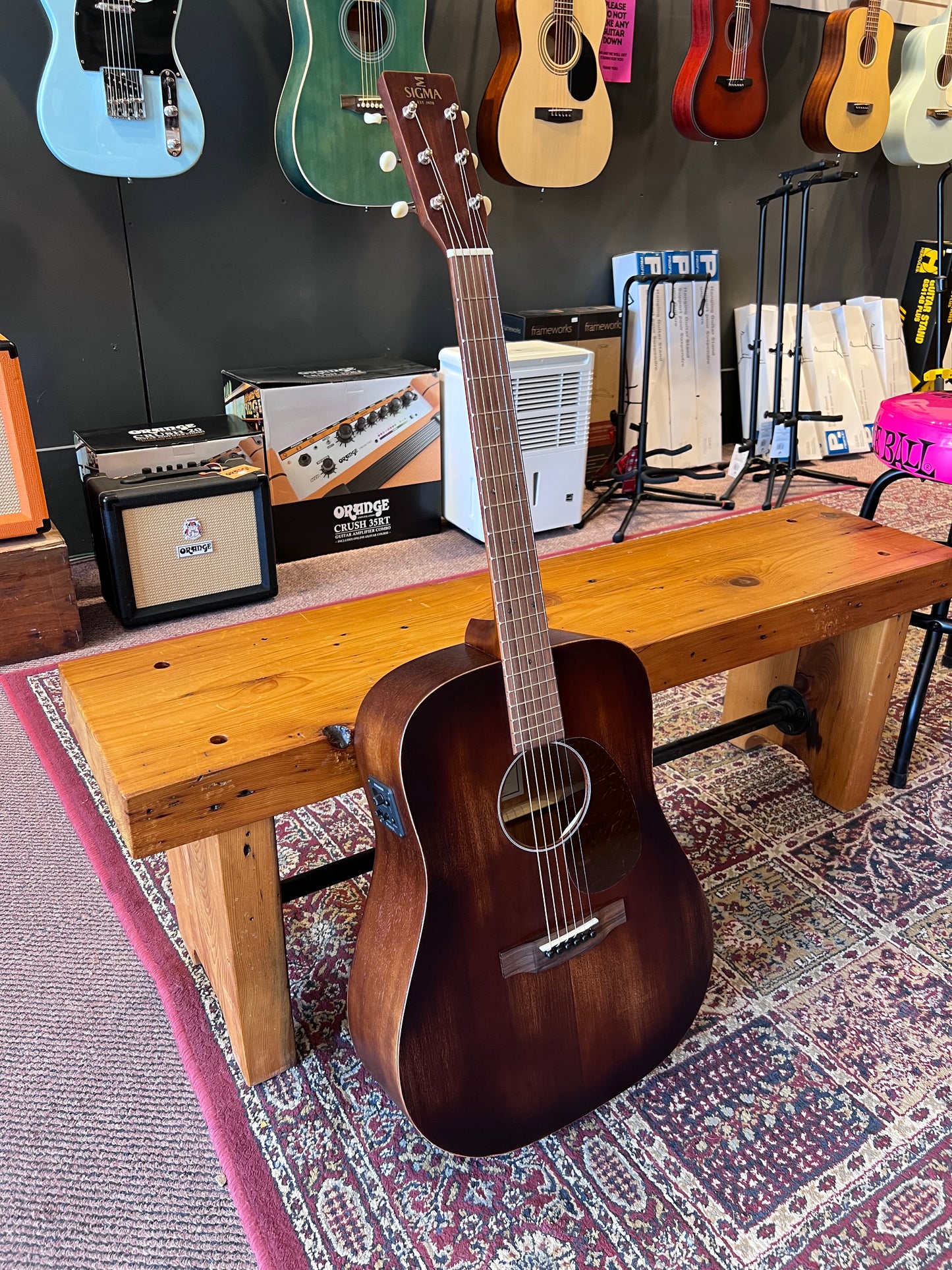 Sigma Aged Dreadnought Acoustic / Electric Guitar, Distressed Satin B-STOCK