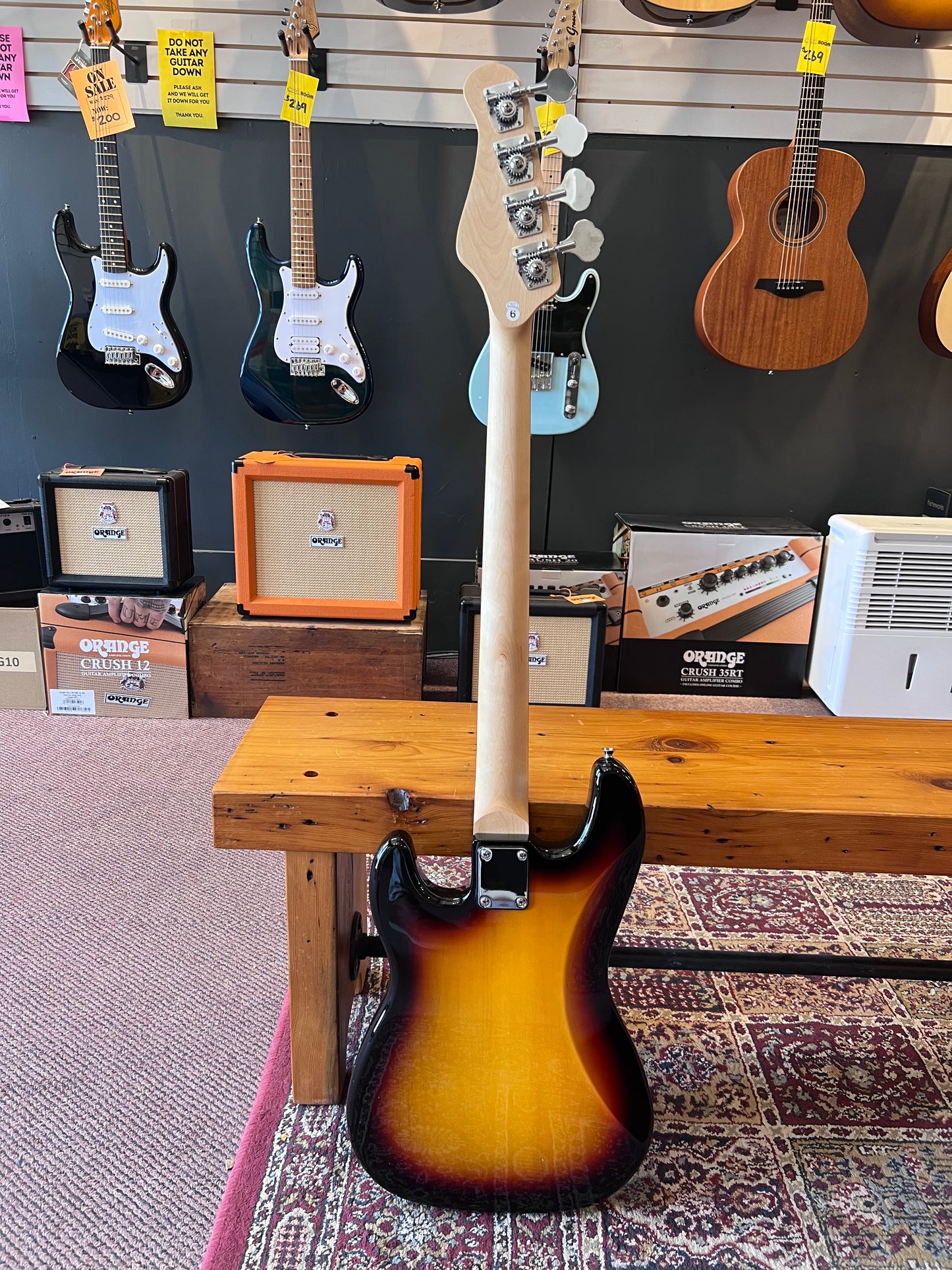 Jay Turser 4-String P-Style Electric Bass Guitar, Tobacco Sunburst B-STOCK