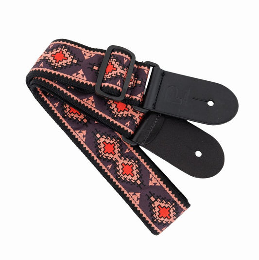 Profile woven guitar strap black & red
