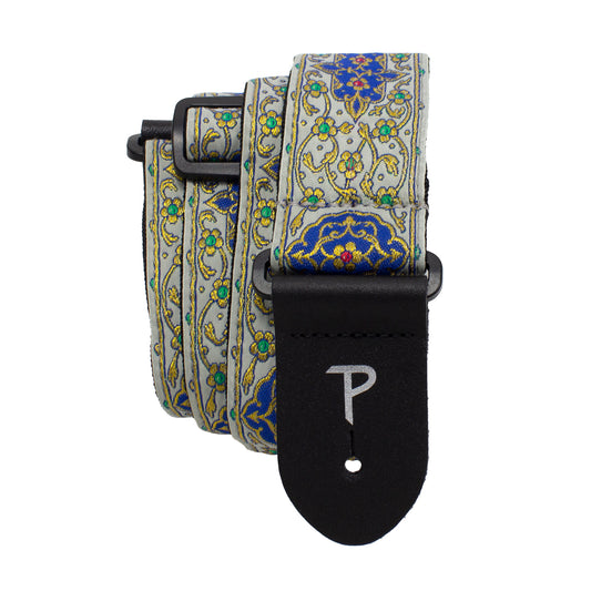 Perri’s Leathers Jacquard Guitar Strap Gray Blue Ornate