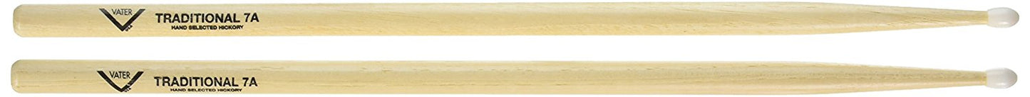 Vater Percussion Traditional Hickory 7A Nylon Tip Drumsticks