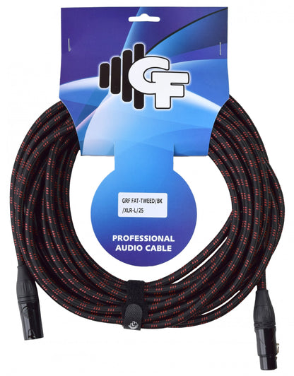 GF Black & Red Tweed XLR Cable M-F - 25ft
