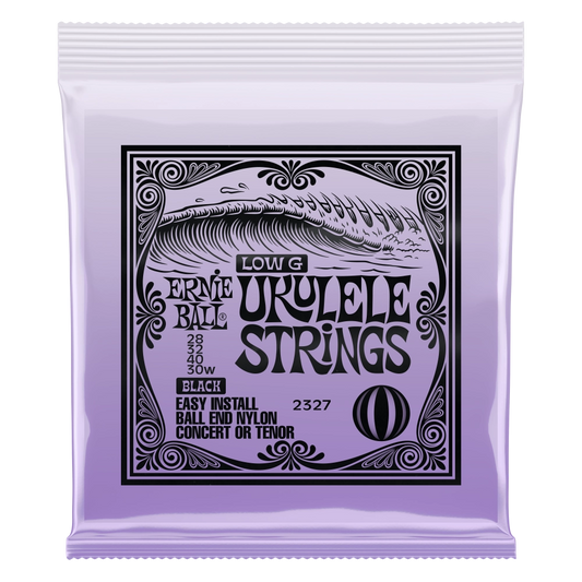 Ernie Ball Concert/Tenor Ukulele Strings, Low G, Ball-end - Black