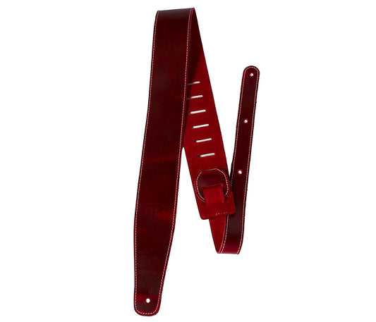 Perri’s Leathers Baseball Leather Guitar Strap Red