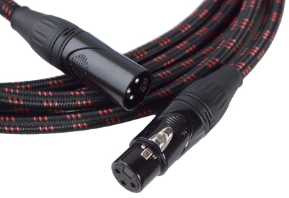 GF Black & Red Tweed XLR Cable M-F - 25ft