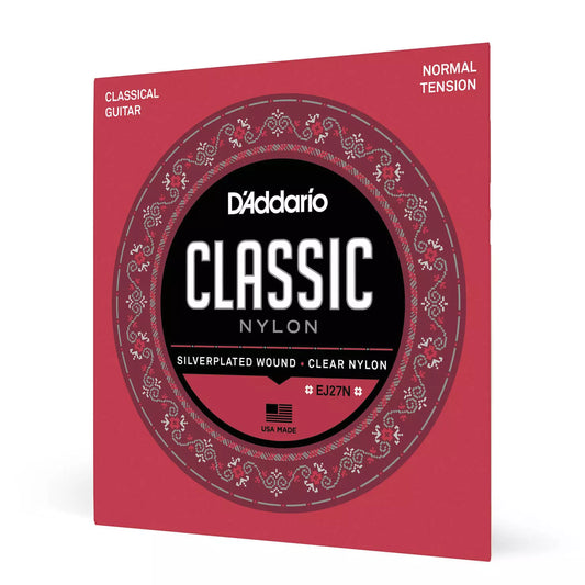 D'Addario EJ27N - Classics Silver Wound/Clear Nylon Classical Guitar Strings - Normal