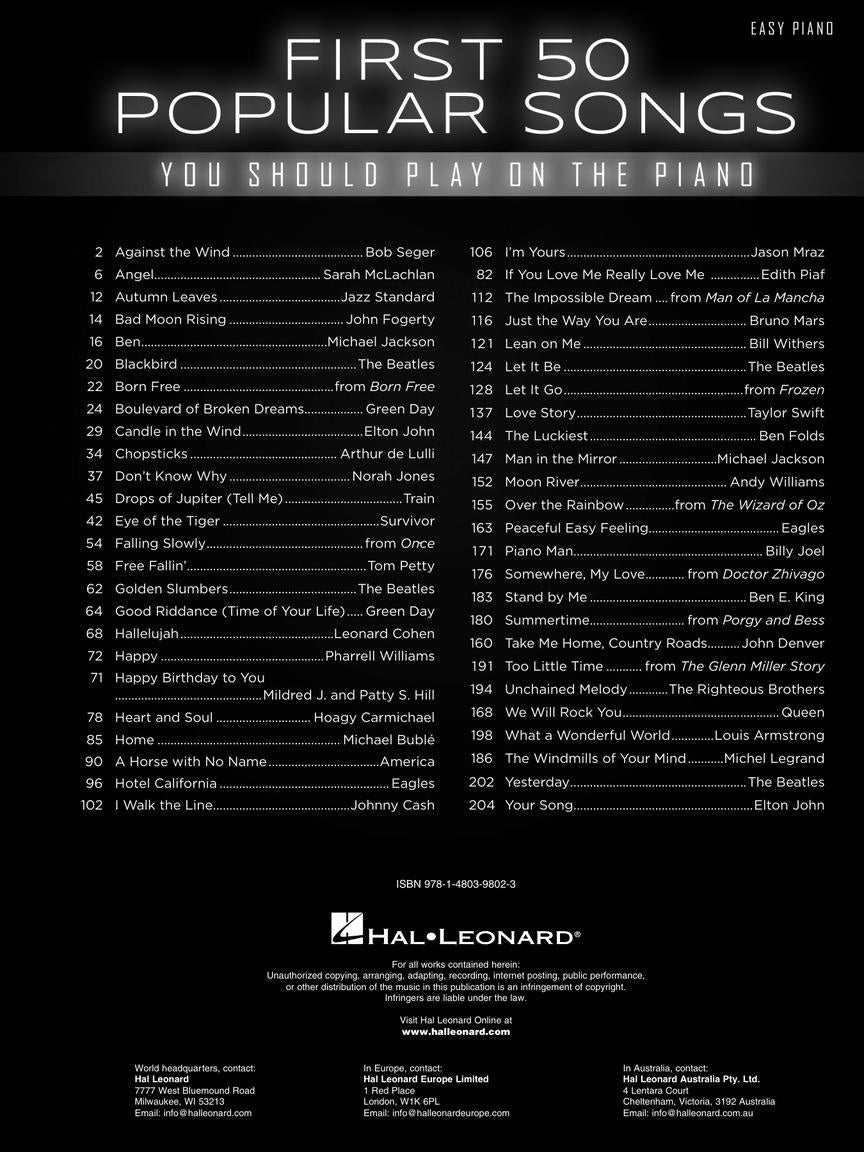 Hal Leonard First 50 Songs on Piano