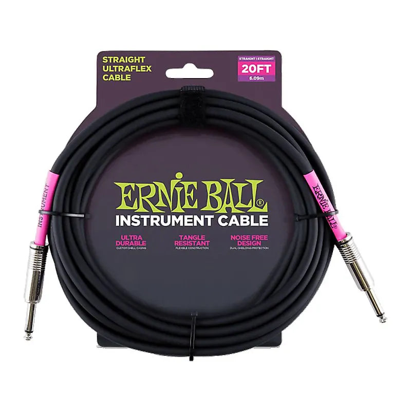 Ernie Ball Ernie Ball Straight Instrument Cable-Blk 20ft.