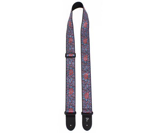 Perri’s Leathers 2" Jacquard Pink/Blue Floral Guitar Strap