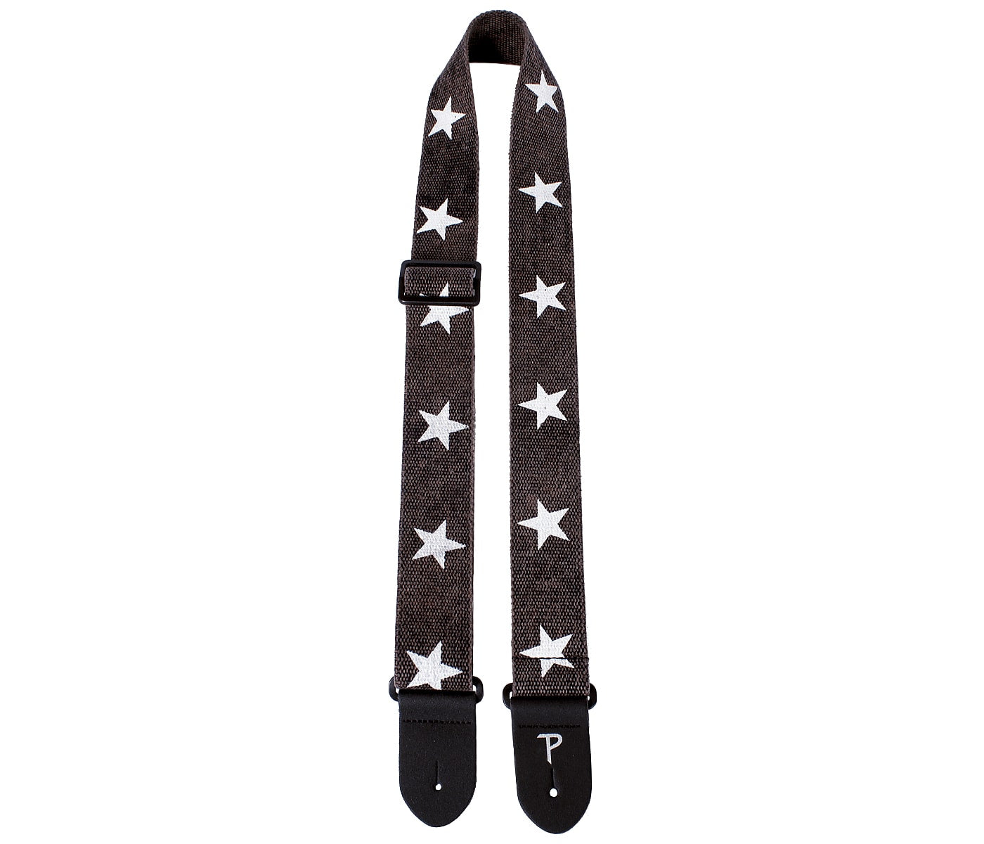2” Deluxe White Stars on Distressed Grey Cotton Guitar Strap