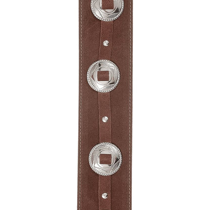 D'Addario Deluxe Conchos Leather Guitar Strap Brown