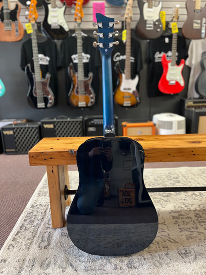 Dreadnought Acoustic Guitar, Full Size, Quilted Blue Burst